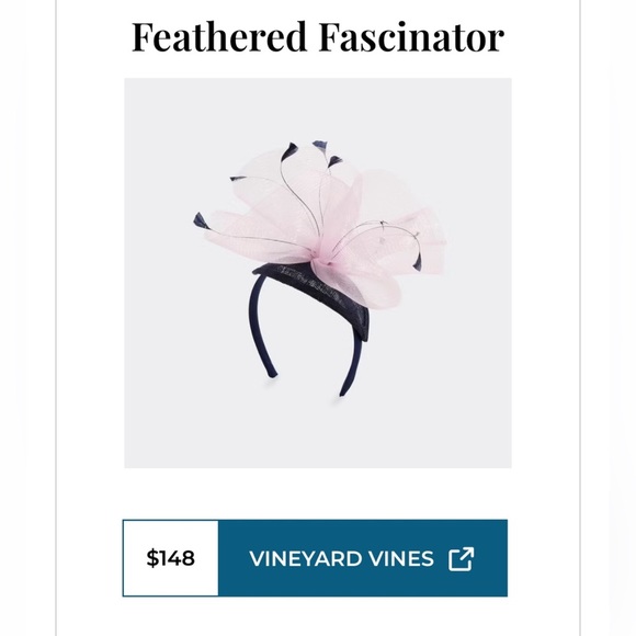 VINEYARD VINES KENTUCKY DERBY FEATHERED FASCINATOR NAUTICAL NAVY RARE FIND main image 7